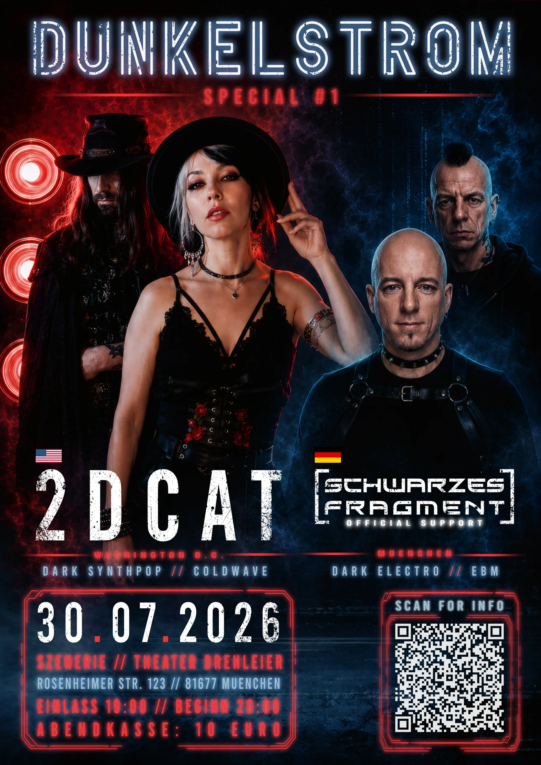 DUNKELSTROM SPECIAL #1 | 2DCAT (US) | Support: Schwarzes Fragment (DE) | Szenerie Drehleier München